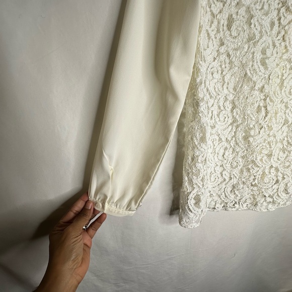 Chico's Cream Long Sleeve Embellished Blouse - Picture 3 of 5